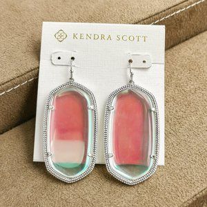 Danielle / Drop Earrings Silver Dichroic Glass NEW